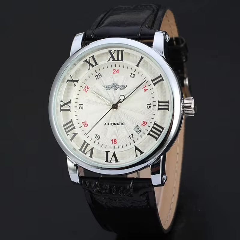 Relogio Relojes 2025 New Fashion Rose Gold Watches Day Date Automatic Self Wind Leather Strap Men'S Watches Mechanical Watches