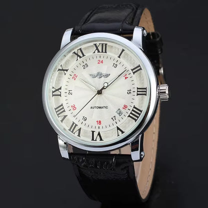 Relogio Relojes 2025 New Fashion Rose Gold Watches Day Date Automatic Self Wind Leather Strap Men'S Watches Mechanical Watches