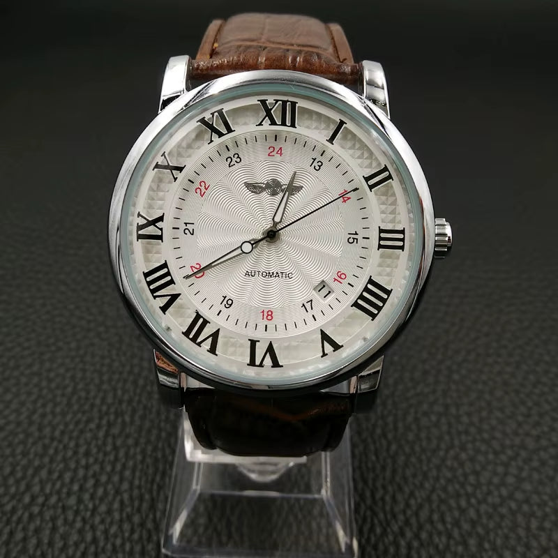 Relogio Relojes 2025 New Fashion Rose Gold Watches Day Date Automatic Self Wind Leather Strap Men'S Watches Mechanical Watches