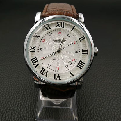 Relogio Relojes 2025 New Fashion Rose Gold Watches Day Date Automatic Self Wind Leather Strap Men'S Watches Mechanical Watches