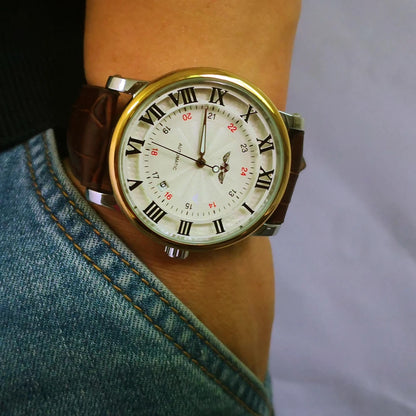 Relogio Relojes 2025 New Fashion Rose Gold Watches Day Date Automatic Self Wind Leather Strap Men'S Watches Mechanical Watches